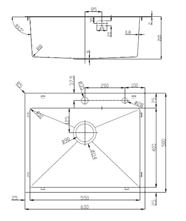 Кухонная мойка D&K нержавеющая сталь графит (DKS605006), артикул DKS605006