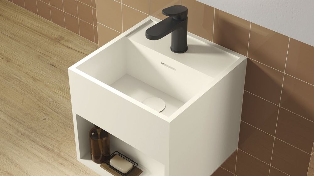 Zenon Titan, подвесная раковина квадратной формы, с полочкой, 30х30хh30 см, цвет белый матовый, артикул 4000.000.000.000.39678