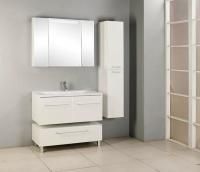 Тумба под раковину Акватон Мадрид 100 М 2 ящика 1A128001MA010 белая глянцевая