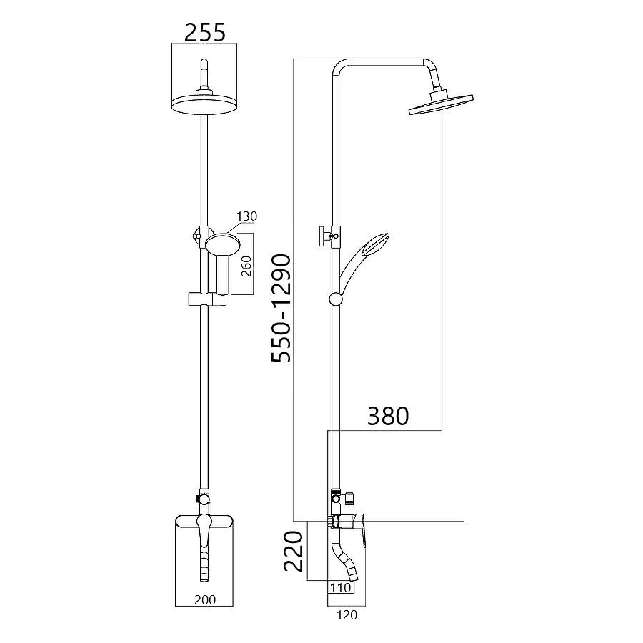 Душевая система Maretti Aria AR21RYN845, хром, артикул AR21RYN845