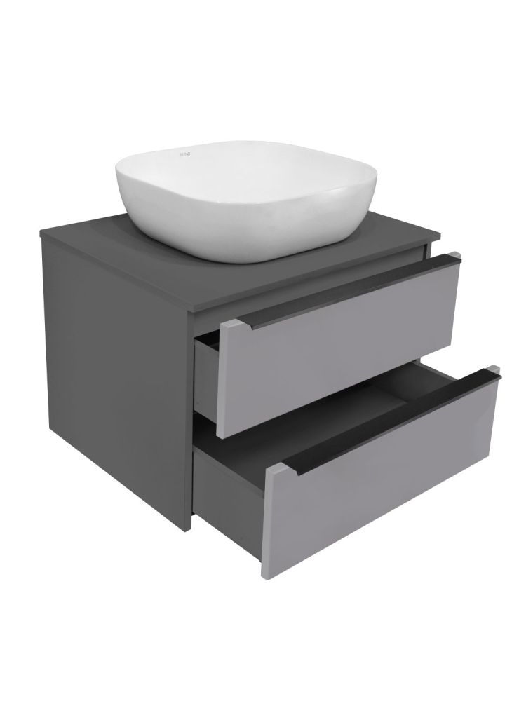Тумба Runo Мальта 70 подвесная темно-серая/серая под накладной умывальник (00-00004895), артикул 00-00004895