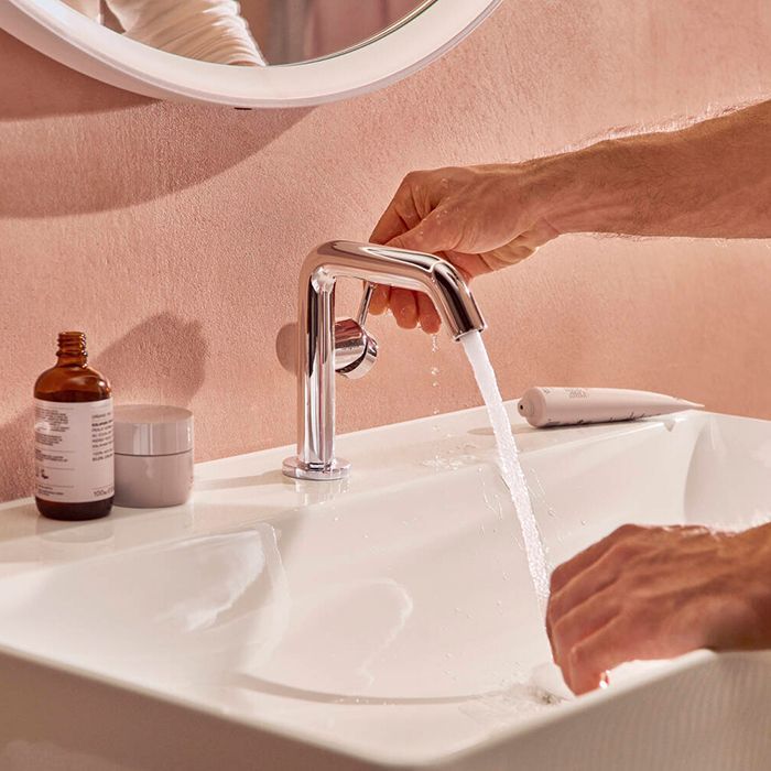 HANSGROHE (*Tecturis S) Смеситель для раковины 110 Fine, однорычажный, CoolStart, с клапаном push-open, хром HANSGROHE (*Tecturis S) Смеситель для раковины 110 Fine, однорычажный, CoolStart, с клапаном push-open, хром