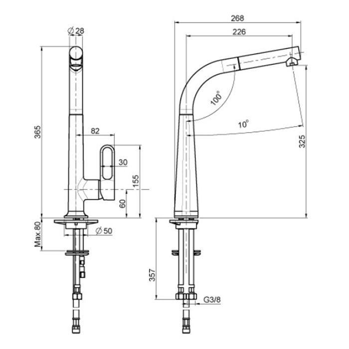 FIMA|Carlo Frattini Kitchen Смеситель (Skinny) для кухни, с выдвижной лейкой, вращающийся излив, цвет хром