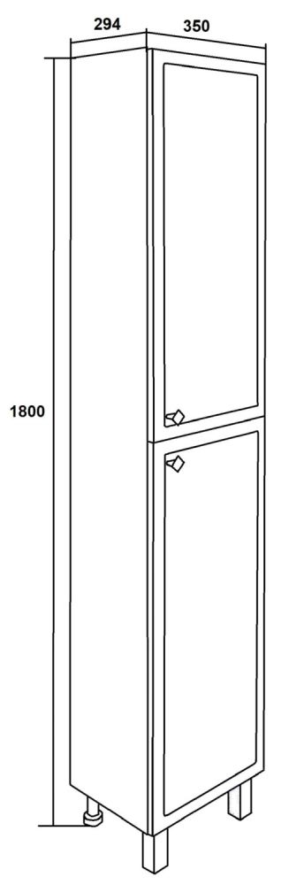 Пенал Runo мята правый Римини (00-00001271), артикул 00-00001271