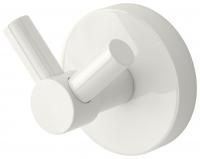 Крючок, Сунержа, ВИКТОРИЯ, двойной, ширина, мм-50, глубина, мм-43, высота, мм-50, тип установки-настенный, материал-нержавеющая сталь, крепления в комплекте, цвет-белый