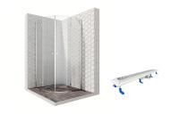 Душевой уголок Ambassador Diamond 12011101-ST2, полукруглый, линейный трап, 90х90