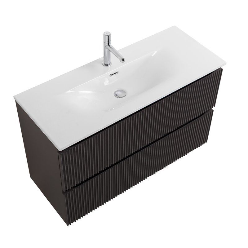 UNO-MINI База под раковину подвесная с фрезерованными ручк. по всей длине фасада с двумя выкатн. ящ., Голубой Мат.,1000x395x608,UNO-MINI-1000-2C-SO-AO, артикул UNO-MINI-1000-2C-SO-AO