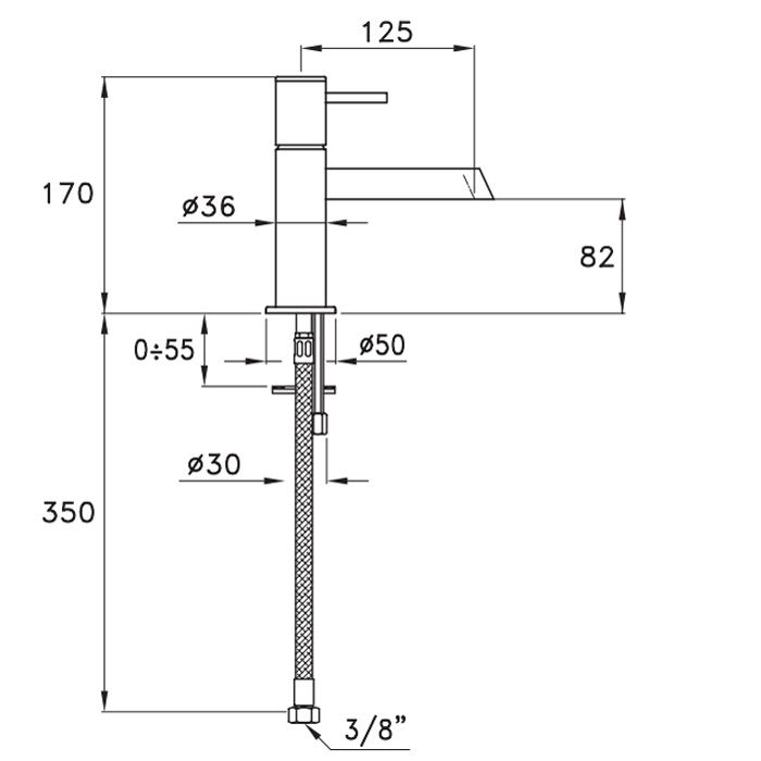 Stella Lucilla Смеситель для раковины на 1 отверстие 3222P, длина излива 125мм, цвет: хром