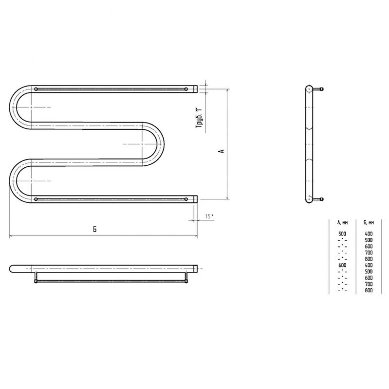 Водяной полотенцесушитель Тругор М 1 П 60x70 с полкой Хром