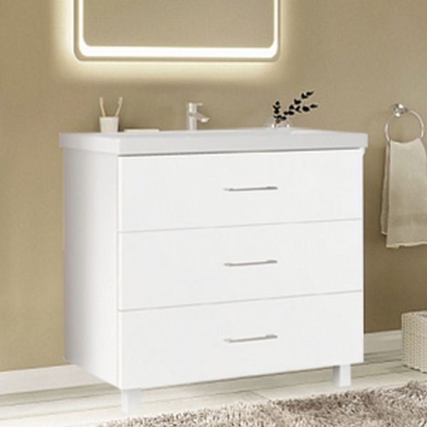 Тумба под раковину Marka One Mix 60Н с ручками Белая глянцевая, артикул У69541