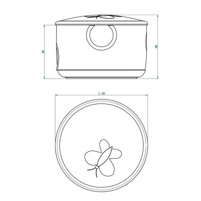 THG CAPUCINE VERT DECOR PLATINE Коробка для таблеток керамическая, круглая ø55 мм., настольная, декор платина/зеленый, цвет белый THG CAPUCINE VERT DECOR PLATINE Коробка для таблеток керамическая, круглая ø55 мм., настольная, декор платина/зеленый, цвет белый
