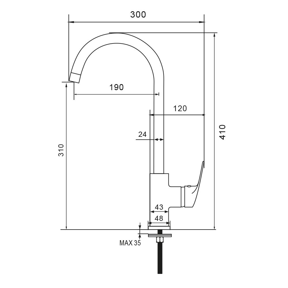 Смеситель для кухни WesnaArt OCEAN OCE12-110, хром, артикул OCE12-110