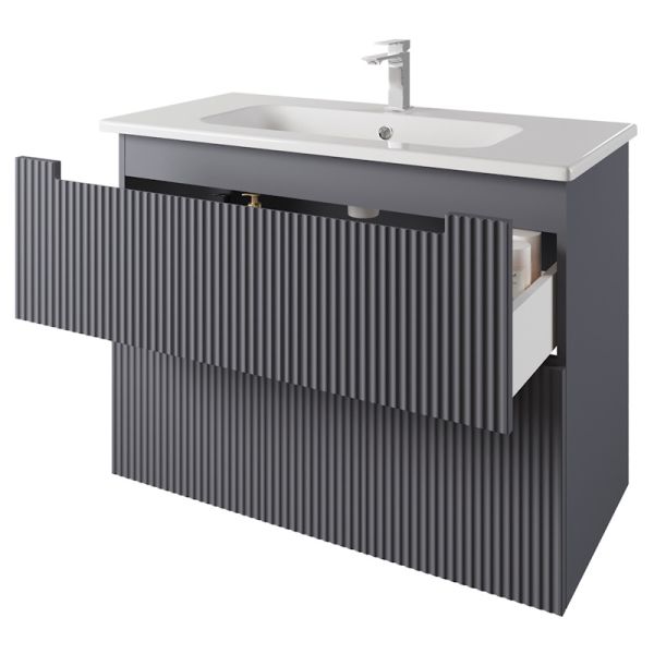 Тумба с раковиной подвесная Dreja Euphoria 100 см, серый базальт