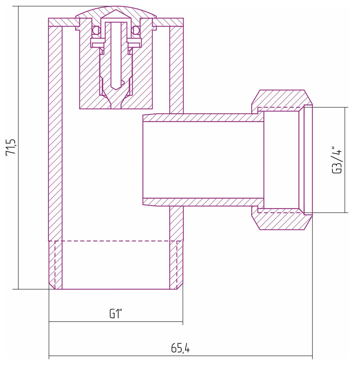 Уголок со спускным клапаном н/ж "СУНЕРЖА" G 1" нар.р. / G 3/4" н. г. (Шампань), артикул 020-1511-0134