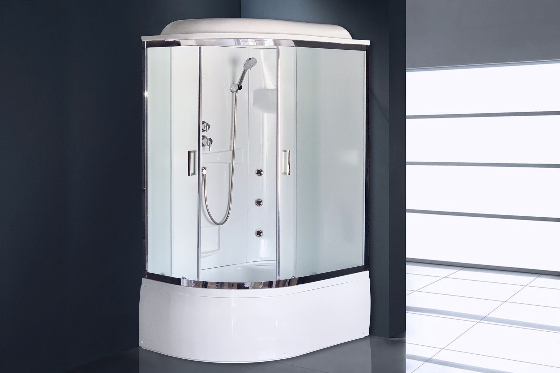 Душевая кабина Royal Bath RB 8120BK2-M-CH (матовое) правая Душевая кабина Royal Bath RB 8120BK2-M-CH (матовое) правая