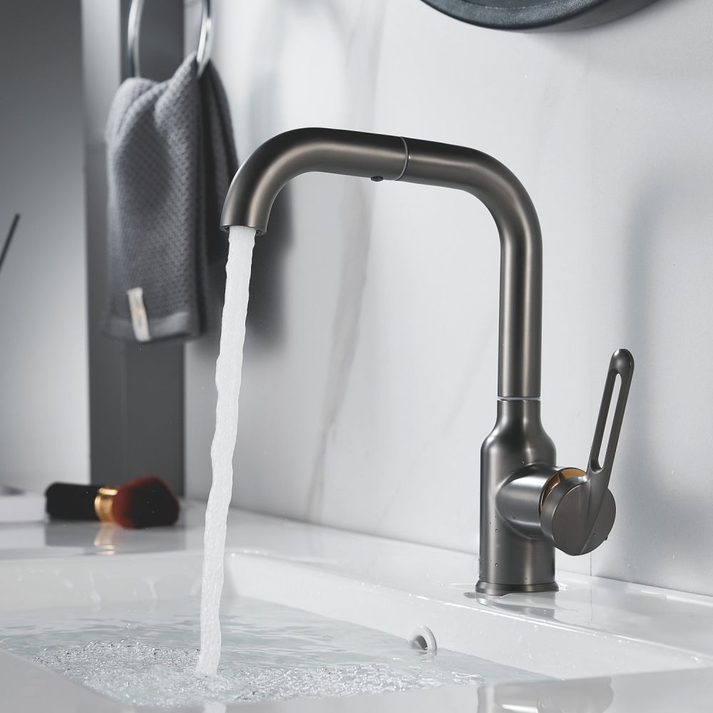 Смеситель для раковины Raffine F201T, оружейная сталь, артикул F201T