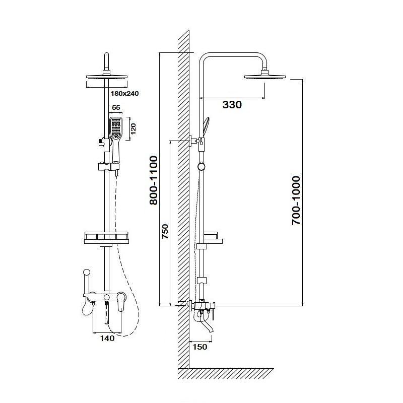 Душевая система Сантаком stOmega 7702, хром