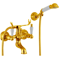 CISAL Arcana Toscana Смеситель для ванны с душевым комплектом, цвет золото/белый