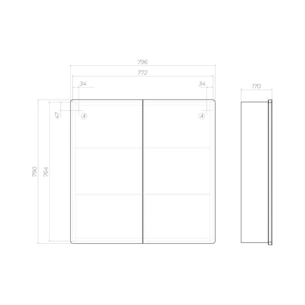 Зеркальный шкаф VIGO Geometry 118, 80 см, артикул 118