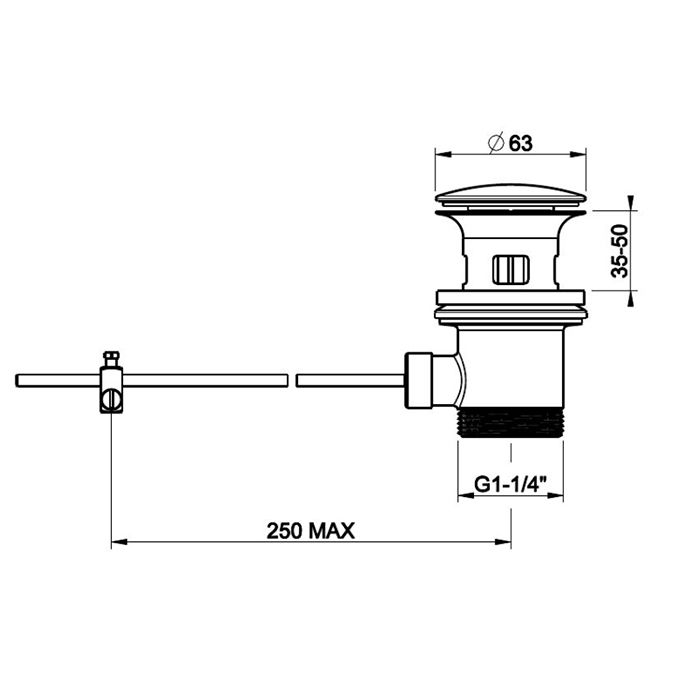 Gessi Emporio Technical accessories Донный клапан для раковины на 1 1/4 c донным клапаном и переливом, цвет: Black XL