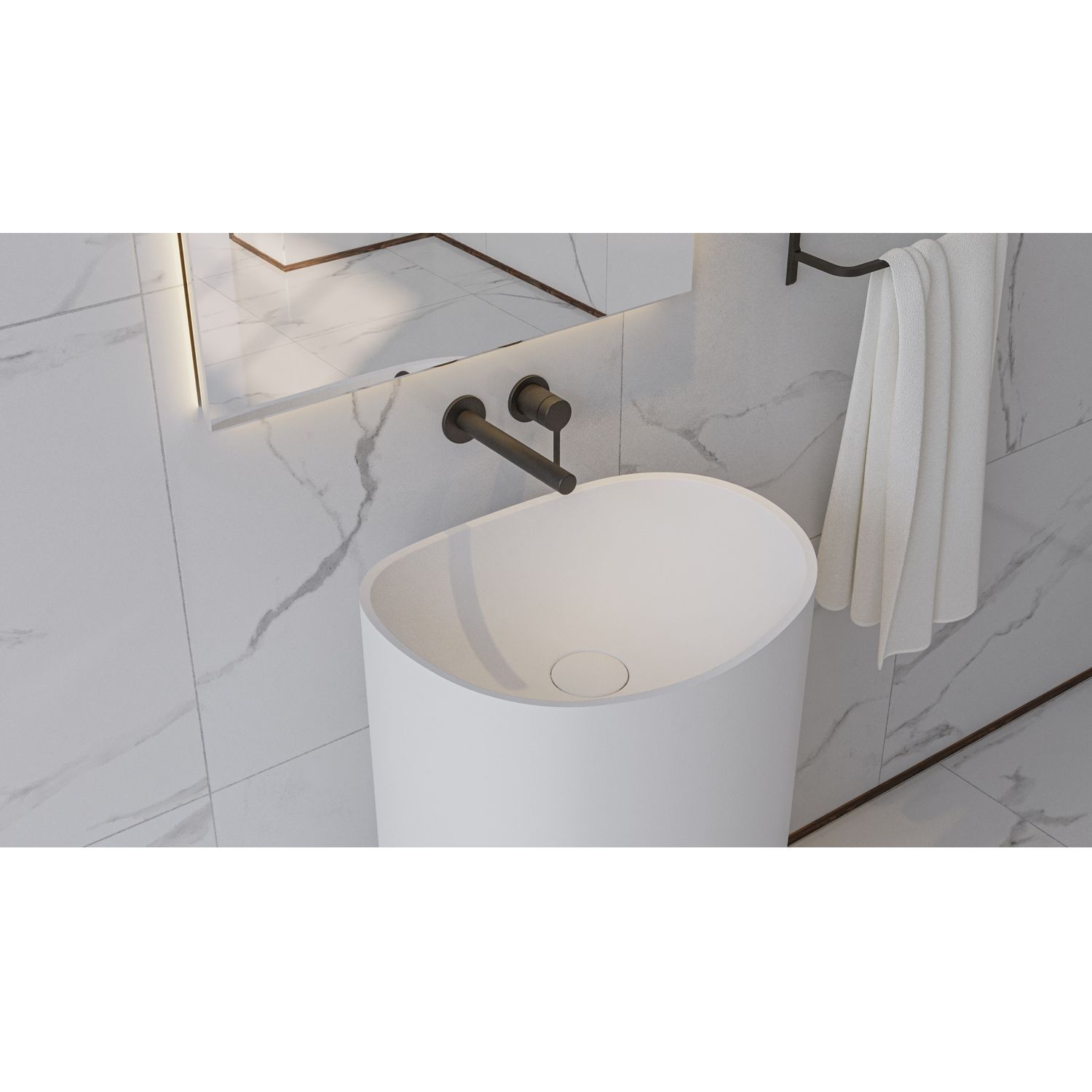 Умывальник WHITECROSS Stella 50x40 (белый мат) иск. камень