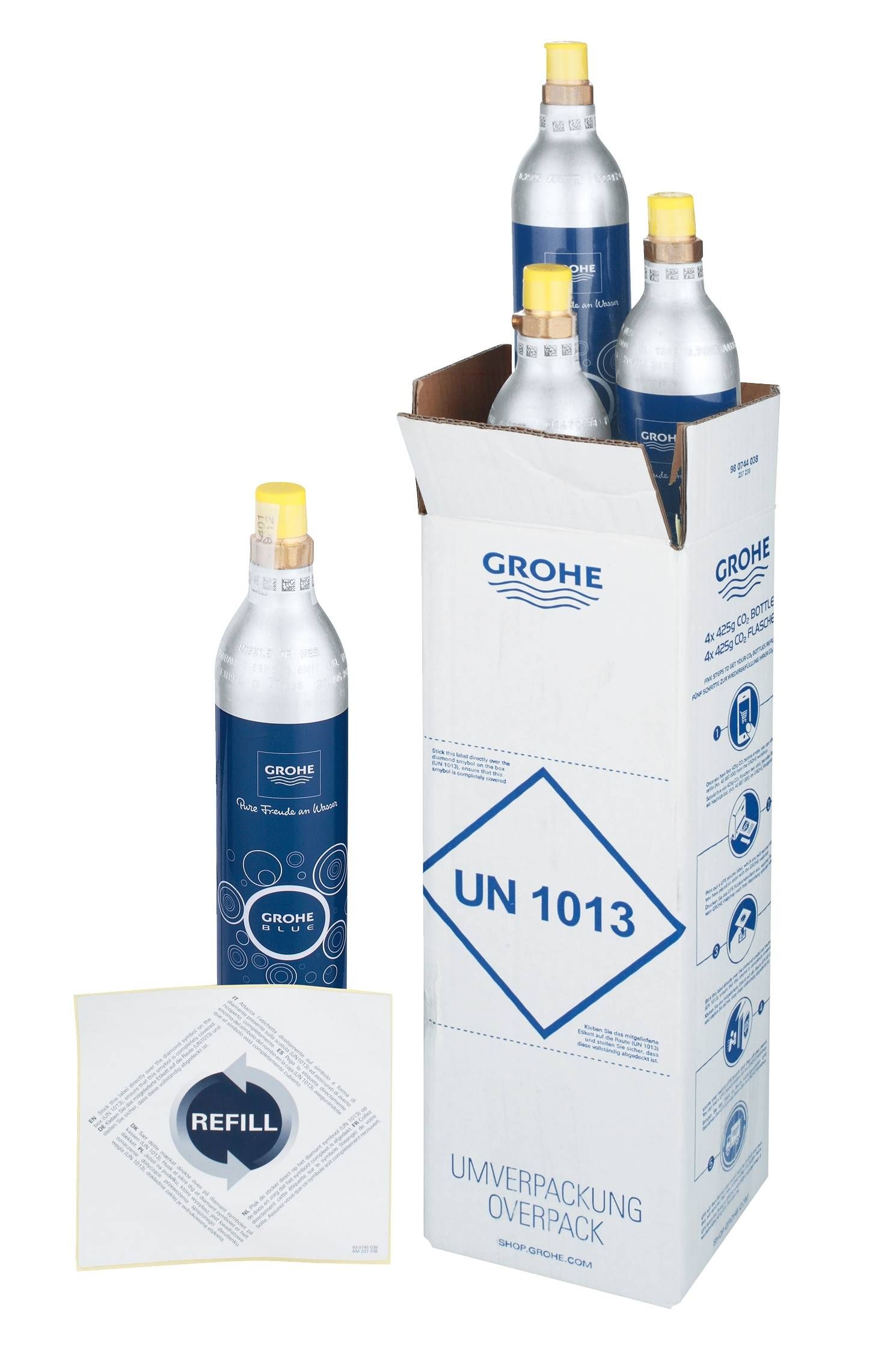 Комплект баллонов с углекислым газом GROHE Blue, 425 г., 4 шт., (40422000)