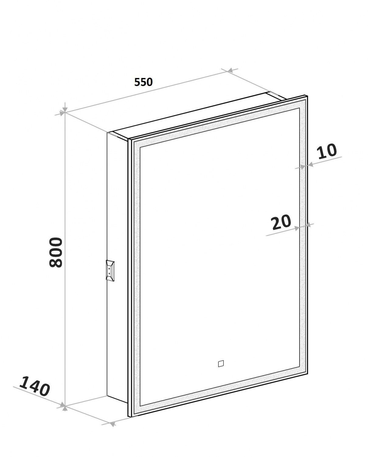 Зеркало-шкаф с подсветкой ART&MAX TECHNO AM-Tec-550-800-1D-R-DS-F, артикул AM-Tec-550-800-1D-R-DS-F