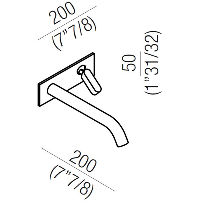 Agape Square Смеситель для раковины встроенный, однорычажный, излив: 20см, цвет: сатин Agape Square Смеситель для раковины встроенный, однорычажный, излив: 20см, цвет: сатин