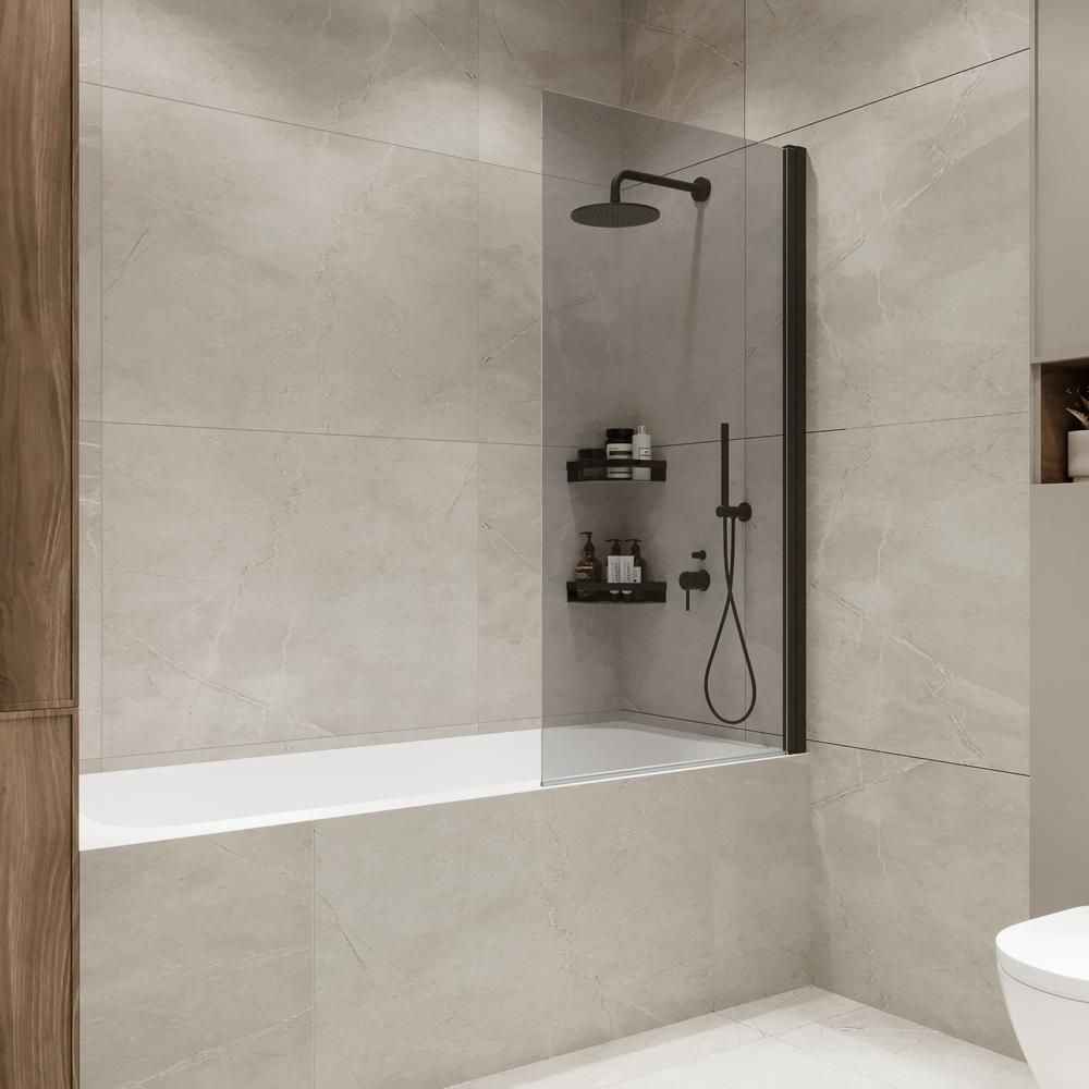 Шторка на ванну распашная Terminus Ното 150х70 тонированная, черный