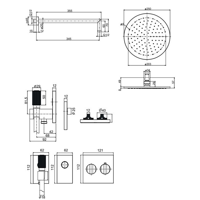 Fima Carlo Frattini Sistemi doccia Душевая система, верхний душ 25см., с термостатическим смесителем и ручным душем, цвет: хром Fima Carlo Frattini Sistemi doccia Душевая система, верхний душ 25см., с термостатическим смесителем и ручным душем, цвет: хром