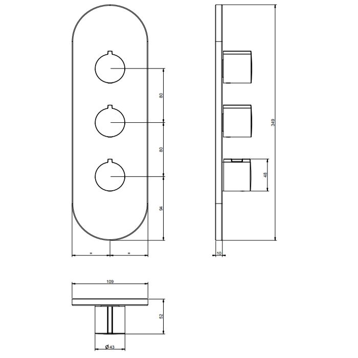 Gessi Tondo Welliness Внешняя часть встраиваем. термостатического смесителя , подкл на 3/4,с гориз/вертик установкой на 2 выхода, цвет хром