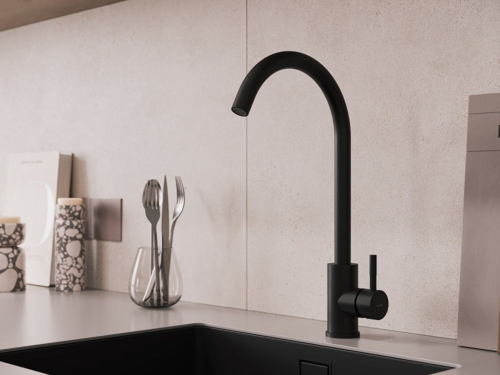 Смеситель для кухни Cersanit COMO однорычажный черный (68243), артикул 68243