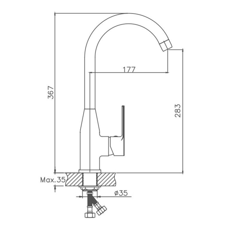 Смеситель для кухни Cron CN70129, хром