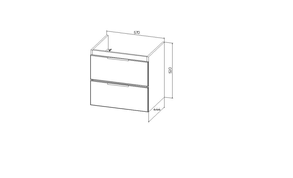 Тумба VIANT "Берлин" 2 ящика подвесная цемент 444х570х520 под раковину .S-UM-MOD60/1 (MODUO 60) (VBER60MDC-T2YP), артикул VBER60MDC-T2YP