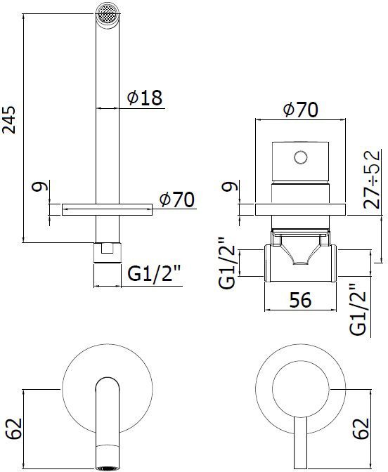 Смеситель для раковины Paffoni Light LIG007NO70 (с внутренней частью) Смеситель для раковины Paffoni Light LIG007NO70 (с внутренней частью)