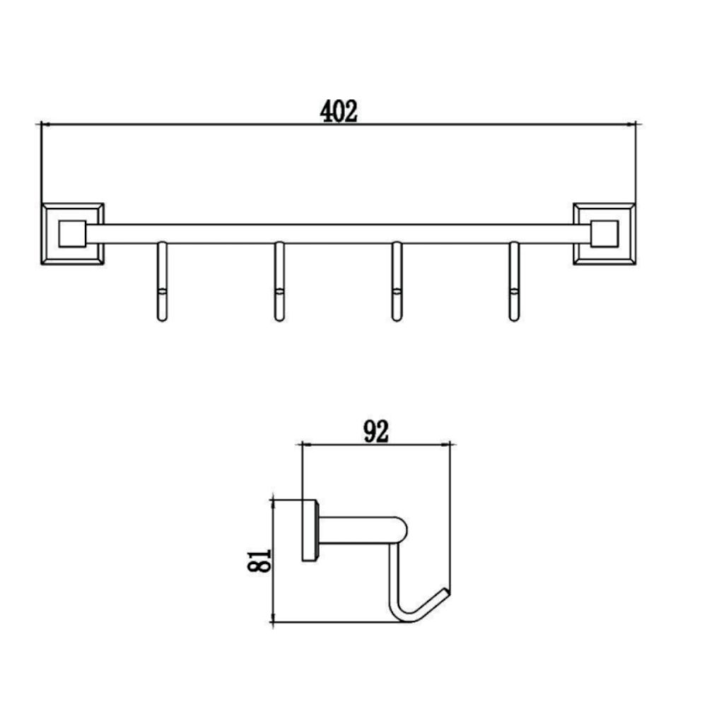Планка с крючками Savol S-009574, хром, артикул S-009574
