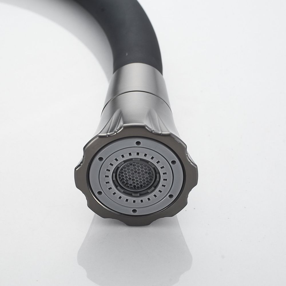 Смеситель для кухни с гибким изливом Raffine F303T-3, оружейная сталь