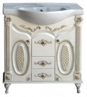 Тумба с раковиной Атолл Наполеон 287 белый жемчуг с патиной золото