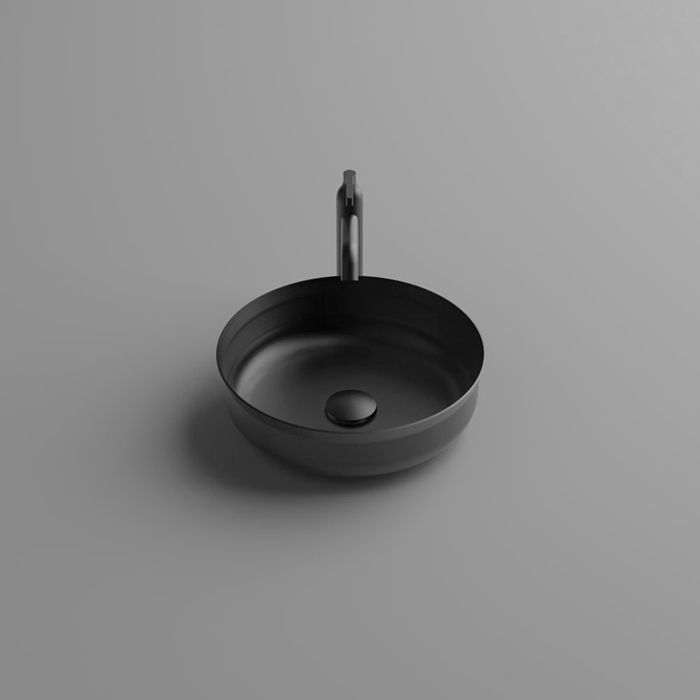 AGAPE UNDICI INOX Раковина Ø380 мм., для установки на столешницу, без отверст для смесителя, без перелива, с донным клап, нерж сталь, отд Inox brushed AGAPE UNDICI INOX Раковина Ø380 мм., для установки на столешницу, без отверст для смесителя, без перелива, с донным клап, нерж сталь, отд Inox brushed