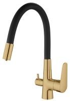 Смеситель Coral для кухни с подключением к фильтру, черный, Gold артикул: CL03GB