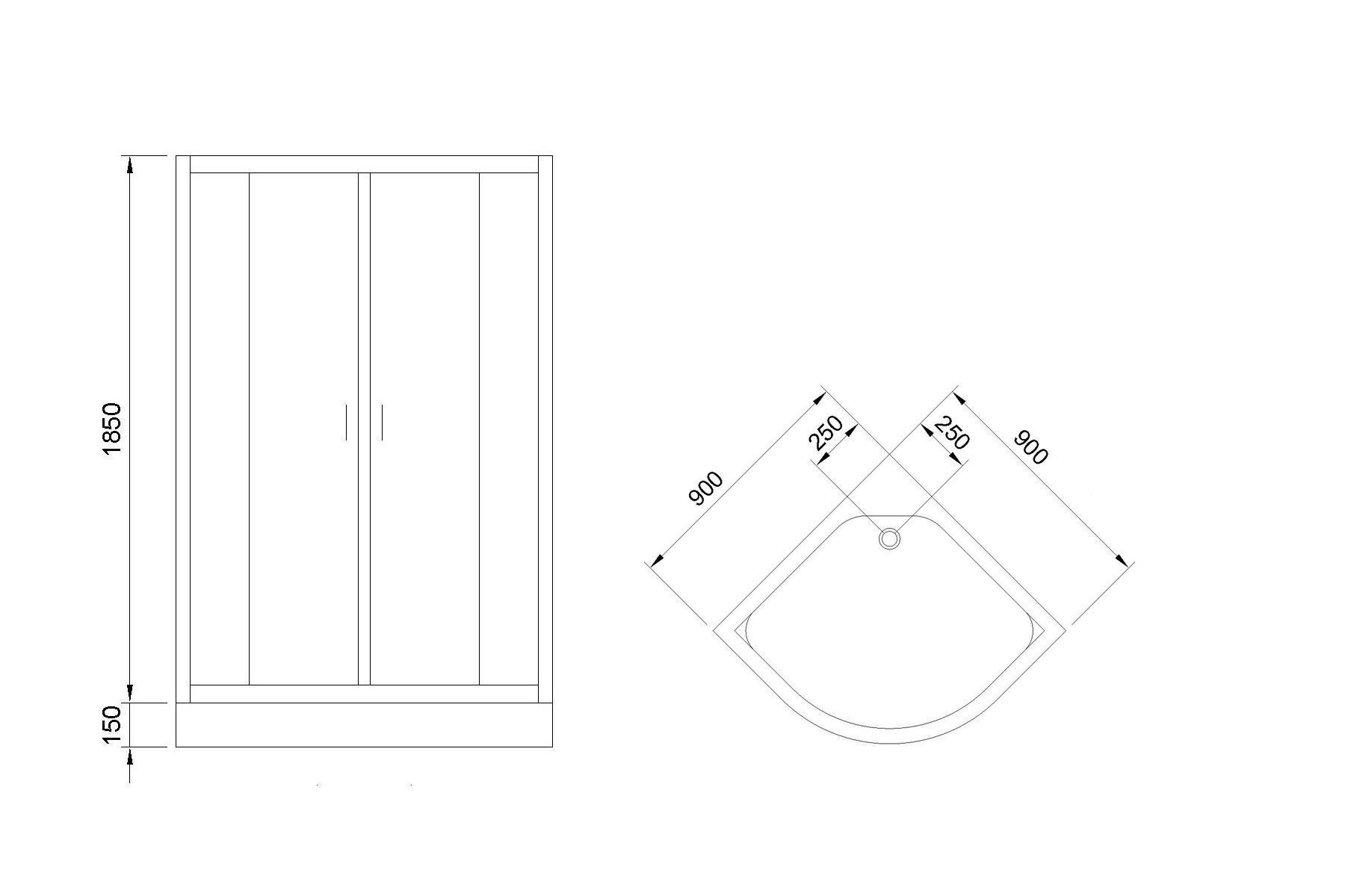 Душевой угол Royal Bath RB 90HK-T-CH (прозрачное)