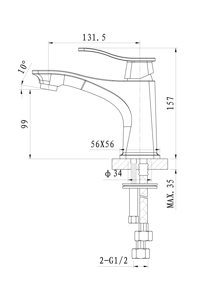 Смеситель для раковины WONZON & WOGHAND NAVIA, Хром (WW-181101-CR)