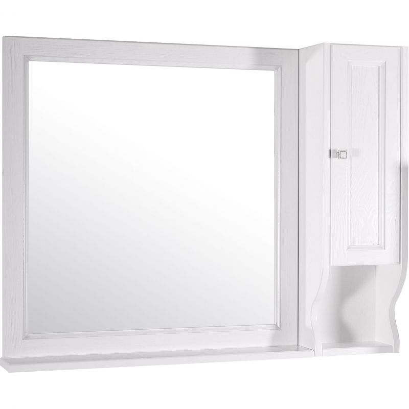 Зеркало ASB-Woodline Гранда 80 Белое c серебряной патиной