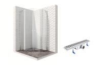 Душевой уголок Ambassador Nord 13011101-ST5, полукруглый, линейный трап, 90х90