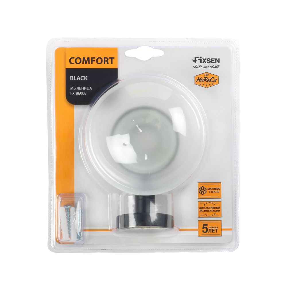 Мыльница FIXSEN COMFORT BLACK FX-86008, черный, артикул FX-86008