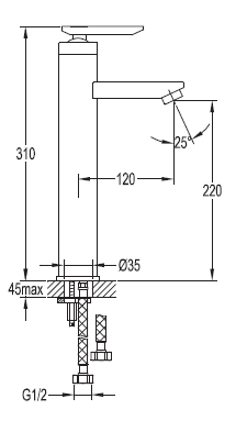 Смеситель для накладных раковин CEZARES SIESTA-F-LC-01-W0
