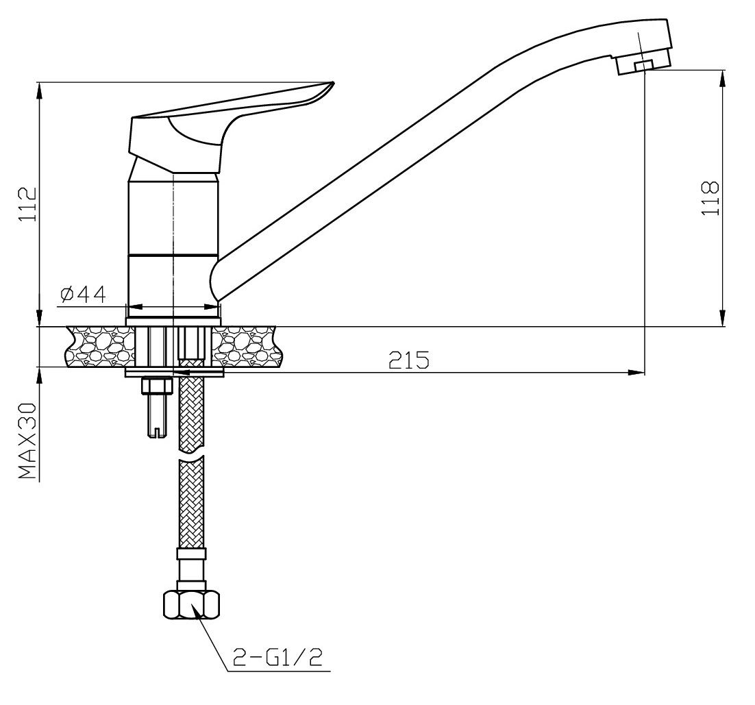 Смеситель RIO для кухни, излив 235мм, артикул: RIO 05