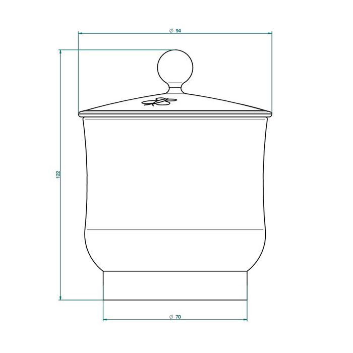 THG CAPUCINE VERT DECOR PLATINE Китайская лакированная коробка с белой керамической крышкой Ø94 мм., small size, декор платина/зеленый, цвет платина
