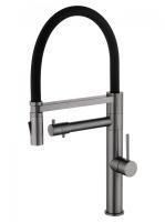 Смеситель для кухни с гибким изливом и подключением фильтра WONZON & WOGHAND, Темный графит (WW-88458007-BGM)