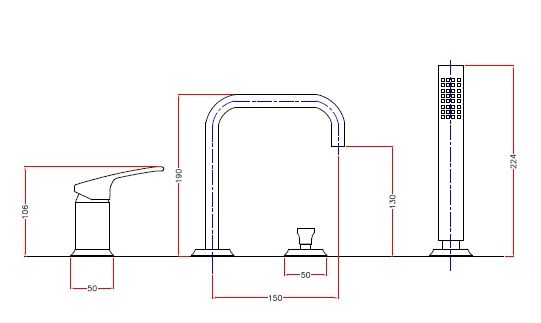 Смеситель на борт ванны Cezares Legend LEGEND-BVDM-03/24 Золото 24 карат